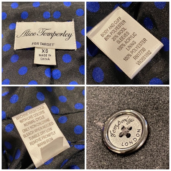 Alice Temperley Wool Blend Black Short Jacket Women’s XS Target Button Cardigan - Picture 9 of 15